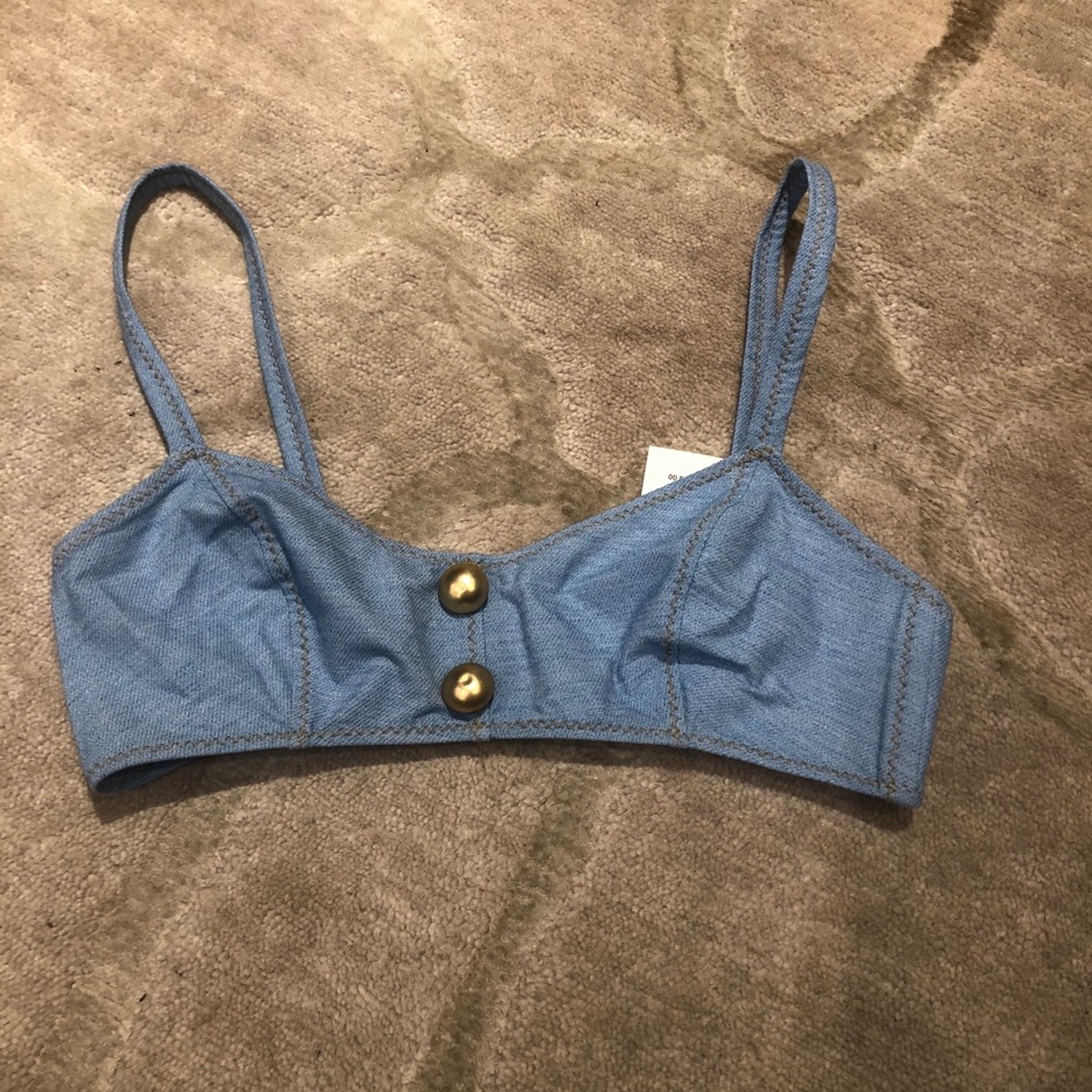 NWT Lisa Marie Fernandez Denim Bikini Top